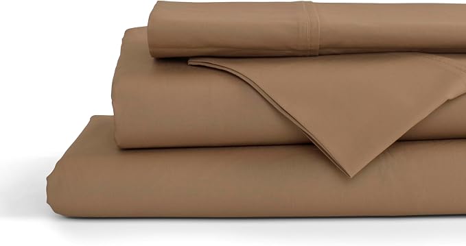 Linen Home 100% Cotton Percale Sheets Full Size, Earthy Brown, Deep Pocket by LINENHOME