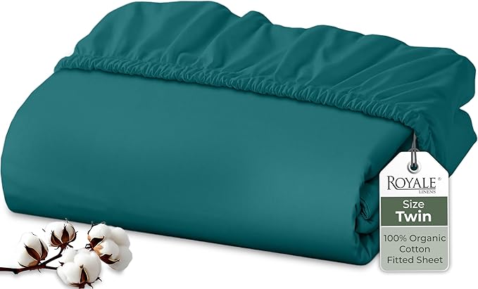 Royale Linens 100% Organic Cotton Fitted Sheet by ROYALELINENS