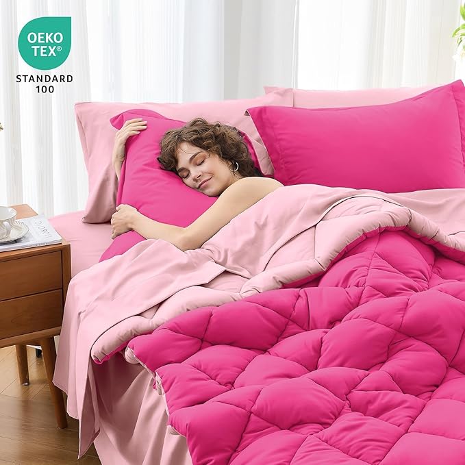 MUXHOMO 7 Pieces King Comforter Set, Reversible Bed in a Bag King Size - Image 2