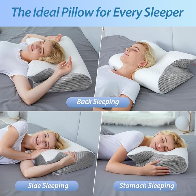 HOMCA Memory Foam Cervical Pillow, 2 in 1 Ergonomic Contour Orthopedic Pillow - Image 4