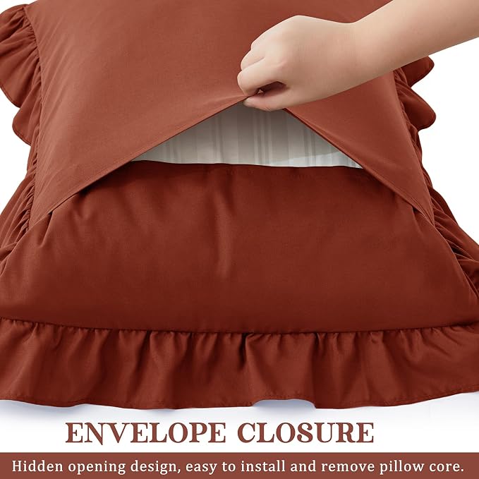 KKJIAF Ruffle Pillow Cases King Size Set of 2, Ruffled Pillow Covers - Image 5