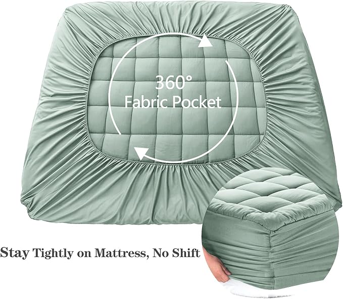 EASELAND California King Mattress Pad Pillow Top Mattress Cover Quilted Fitted - Image 4