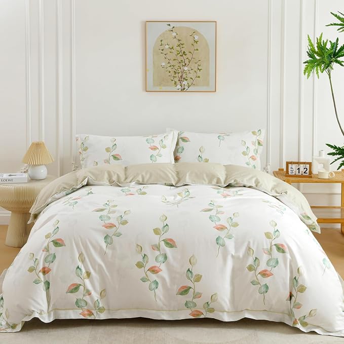 OAITE Duvet Cover Set Twin Size Floral Pattern Ultra Soft 100% Cotton Duvet by OAITE