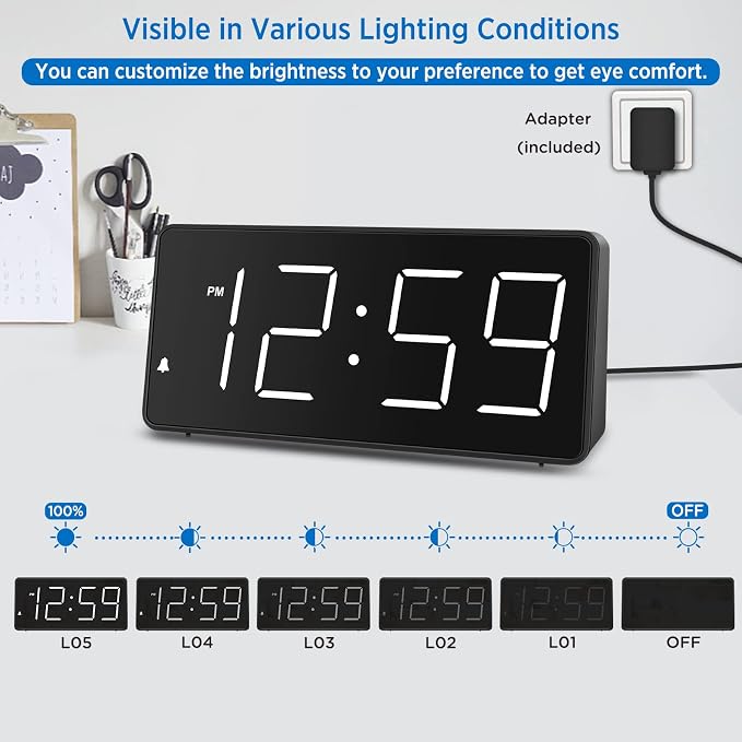 Peakeep Digital Alarm Clock for Bedroom Bedside, Loud Alarm Clock for Heavy - Image 3