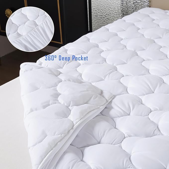 WhatsBedding Twin Mattress Pad, Fitted Twin Mattress Protector Soft - Image 4