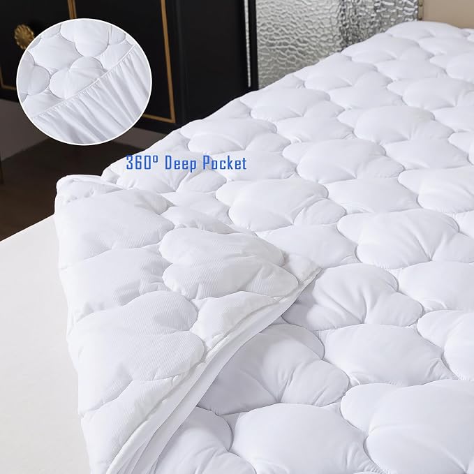 WhatsBedding Queen Mattress Pad, Fitted Queen Mattress Protector Soft - Image 4
