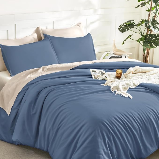Litanika Haze Blue Comforter Full Size Set, 3 Pieces Lightweight Solid Bedding - Image 5