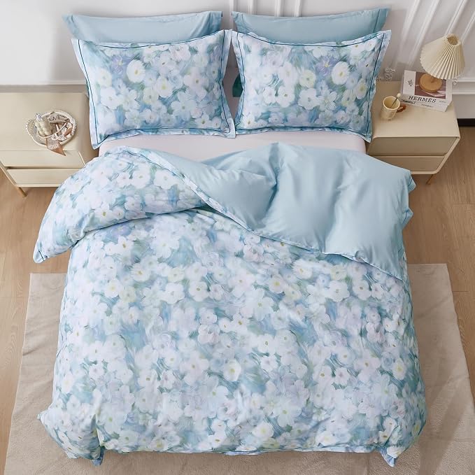 OAITE Duvet Cover Set King Size Oil Painting Pattern Ultra Soft 100% Cotton - Image 4