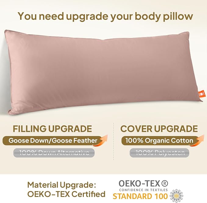 Goose Down Body Pillows for Adults, Large Body Pillow for Side Sleeper - Image 3