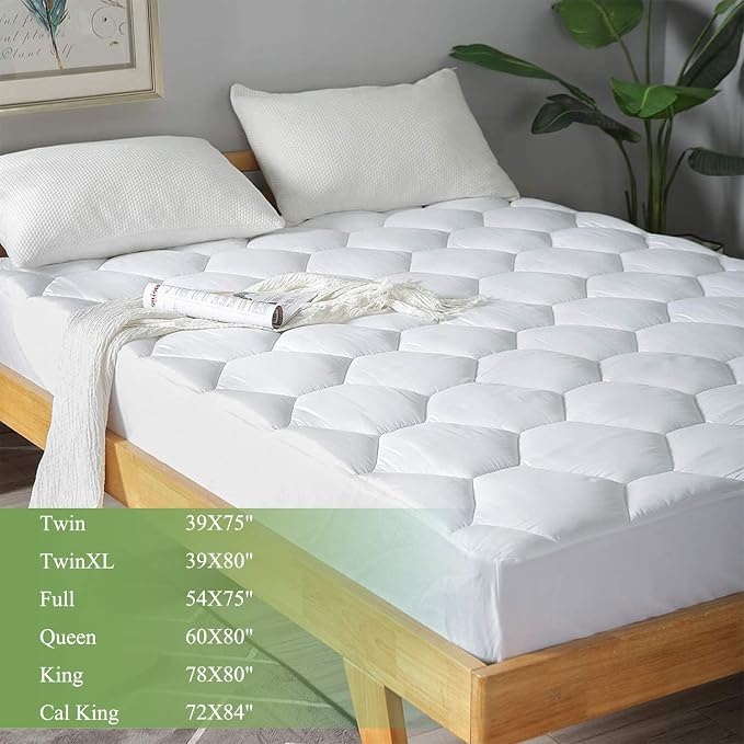 Twin Mattress Pad, 8-21" Deep Pocket Protector Ultra Soft Quilted Fitted Topper - Image 2