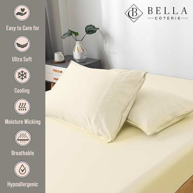 Bella Coterie | Luxury Bamboo Viscose Queen Size Pillowcase Set | 100% - Image 2