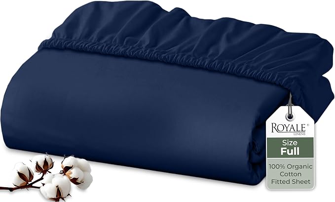 Royale Linens 100% Organic Cotton Fitted Sheet by ROYALELINENS
