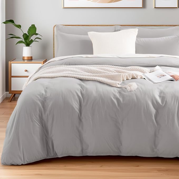 NEXHOME PRO Duvet Cover Set Kids Twin Size Linen Feel Textured Organic Natural by NEXHOMEPRO
