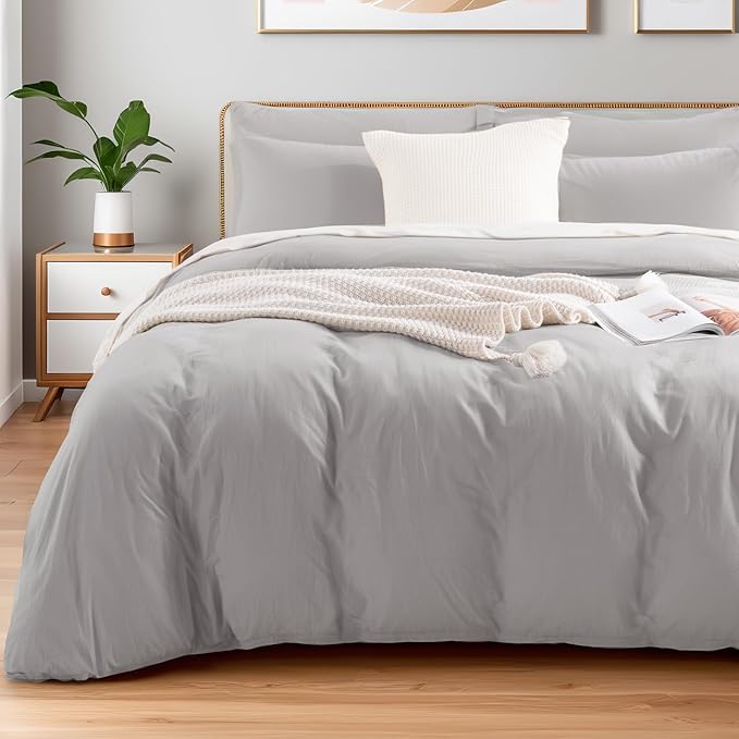 NEXHOME PRO Duvet Cover Set California King Linen Look Textured Organic Natural by NEXHOMEPRO