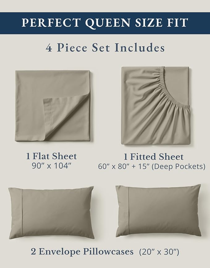 LANE LINEN 100% Organic Cotton Mercerized Queen Sheets, Soft & Comfy Naturally - Image 4