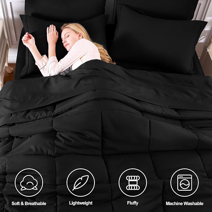 CozyLux California King Comforter Set Black - Image 2