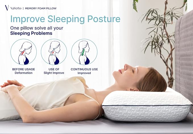 Vaverto Queen Memory Foam Pillow 2-Pack – Cooling Gel-Infused Orthopedic Bed - Image 4