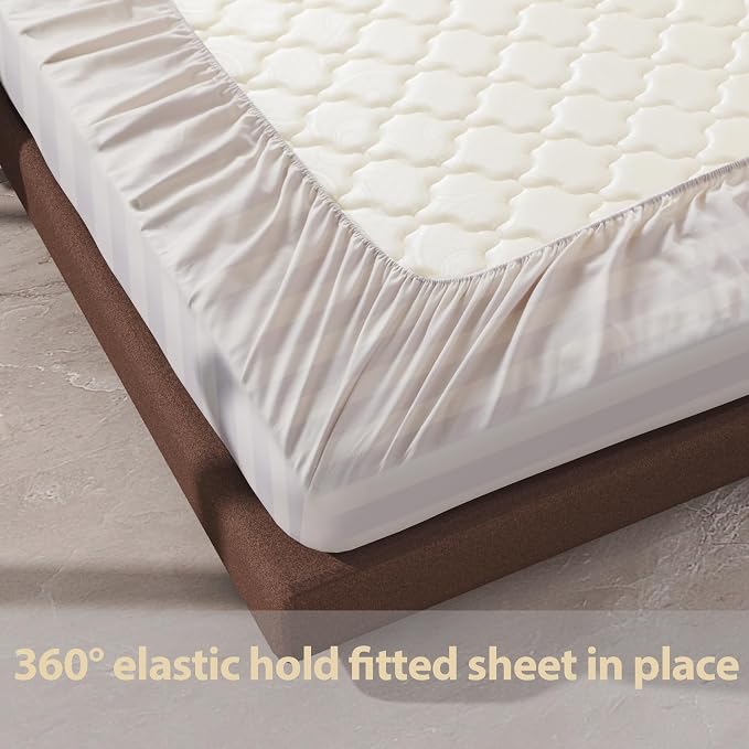 100% Egyptian Cotton Fitted Sheet Full Size, 600 Thread Count, Single Fitted - Image 9