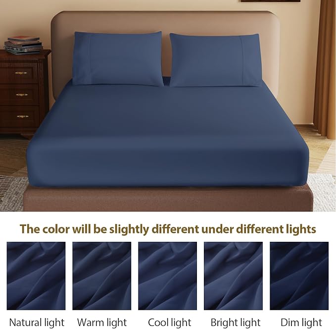 100% Egyptian Cotton Fitted Sheet Full Size, 600 Thread Count, Soft & Elastic - Image 9