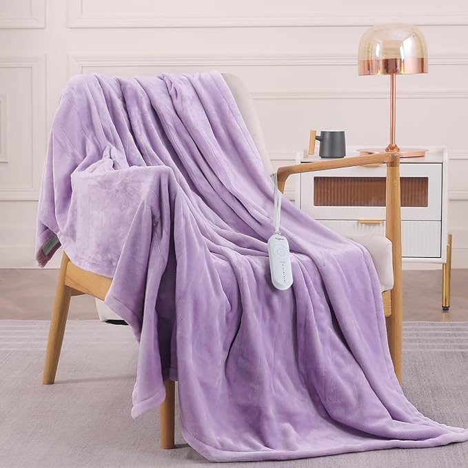 HOMLYNS LuxeHeat Heated Blanket Electric Blanket, Soft Flannel Sherpa Heated - Image 7