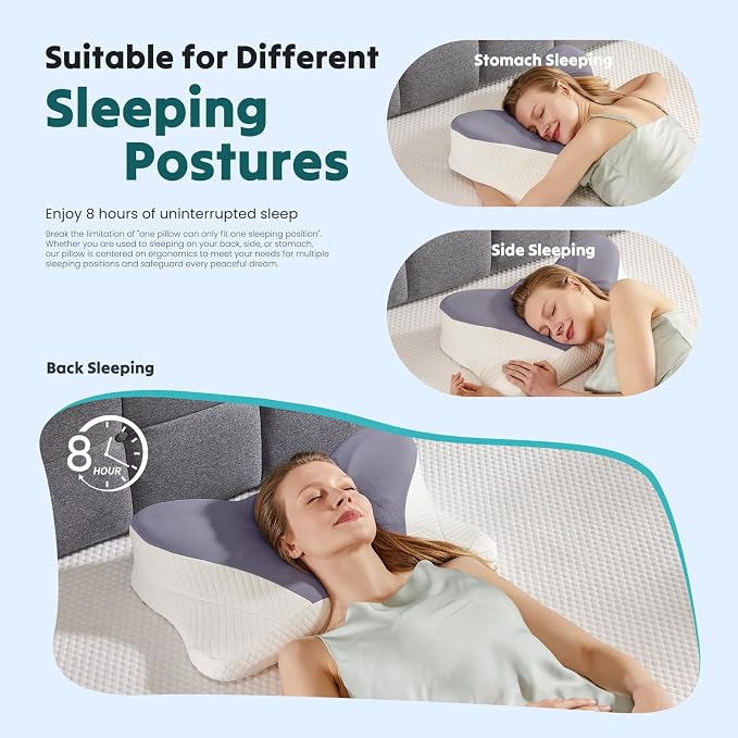 DUMOS Cervical Neck Pillow, Cooling Ergonomic Memory Foam Pillows - Image 7