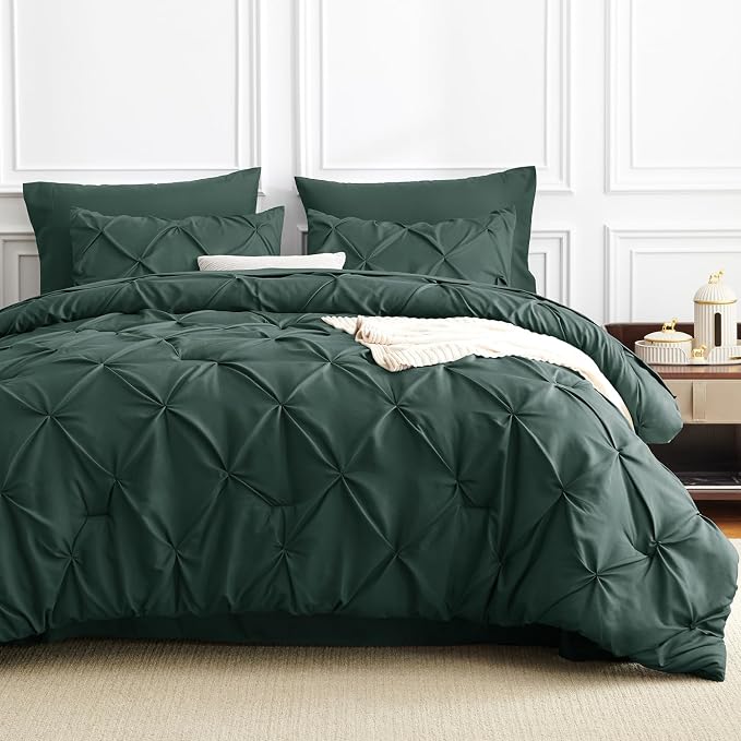 CozyLux Full Size Comforter Sets Forest Green, 7 Pieces Bed in A Bag Green - Image 7