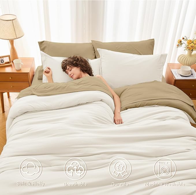 MUXHOMO 7 Pieces King Comforter Set, Soft Bed in a Bag King Size, All Season - Image 2