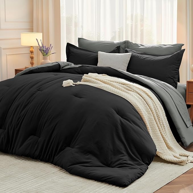 MUXHOMO 7 Pieces King Comforter Set, Soft Bed in a Bag King Size, All Season by MUXHOMO
