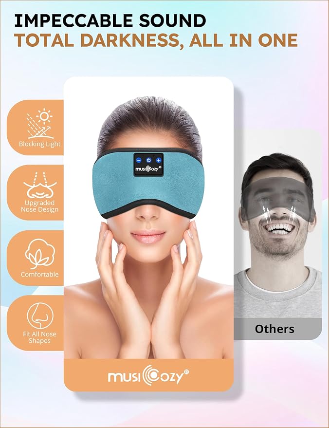 MUSICOZY Sleep Headphones Bluetooth 5.4 Headband Sleeping Eye Mask - Image 5