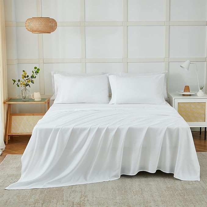 ILAVANDE White Queen Sheets Set 6 Piece, Hotel Luxury Super Soft 1800 Series - Image 2