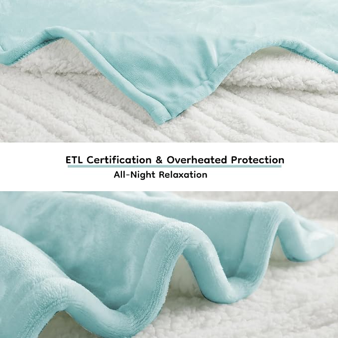 LaffyLo Electric Heated Blanket Queen Size 84 x 90, Dual Control, Fast Heating - Image 2