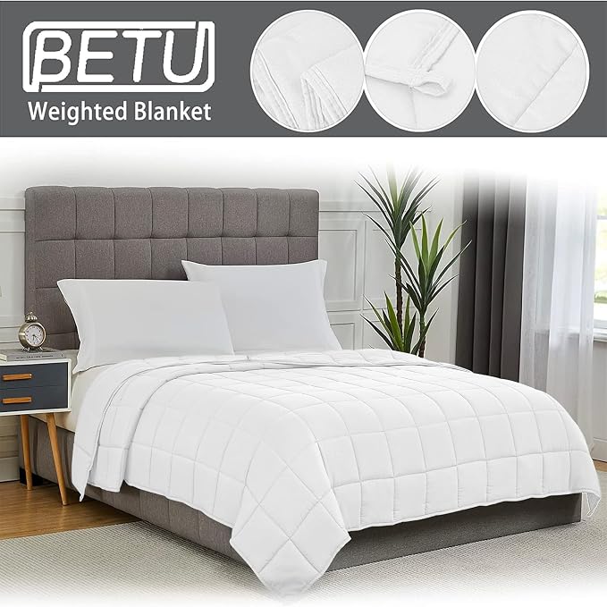 White Weighted Blanket for Adults 15lbs, Twin Full Size Cooling Heavy Throw - Image 3