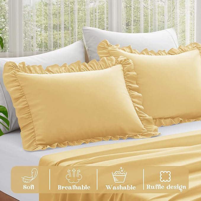 KKJIAF Ruffle Pillow Cases Standard Size Set of 2, Ruffled Pillow Covers - Image 4