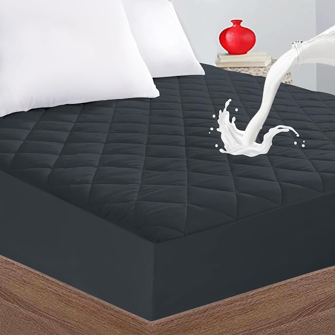 Quilted Fitted Cal King Mattress Pad Cover, Waterproof Mattress Protector by SafeandSound