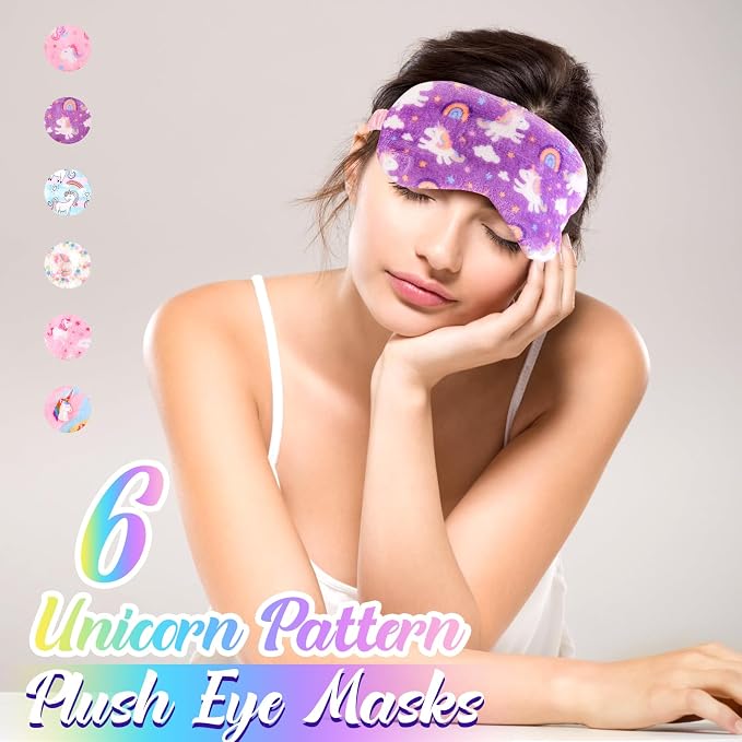 Cuffbow 6 Pack Plush Sleep Mask Set, Cute Plush Eye Masks - Image 4