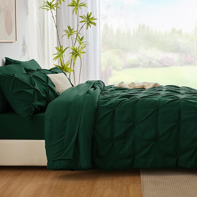 CozyLux Full Size Comforter Sets Emerald Green, 7 Pieces Bed in A Bag Green - Image 9