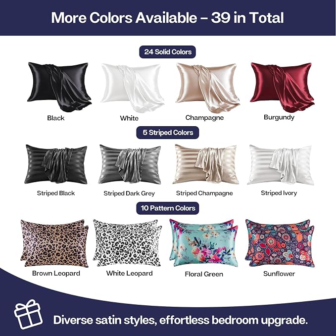 MR&HM Satin Pillowcase for Hair and Skin, Silk Satin Pillowcase 2 Pack - Image 7