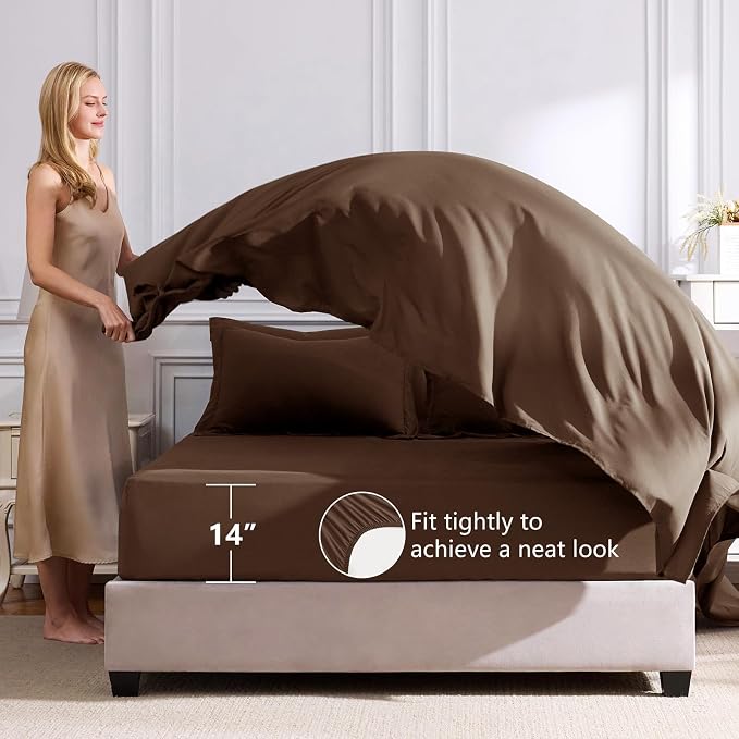 CozyLux King Size Comforter Set Brown - Image 5