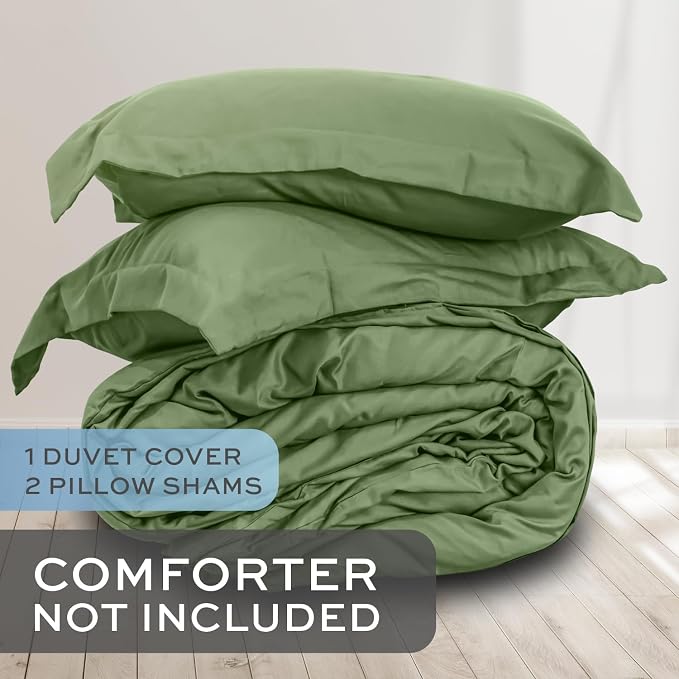 White Classic Sage Green Duvet Cover King Size, Microfiber Duvet Cover - Image 2