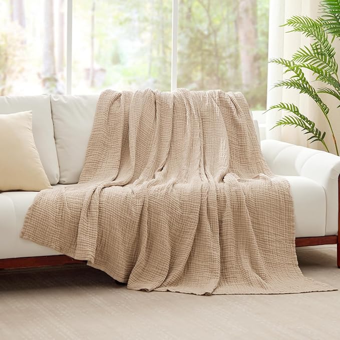 100% Cotton Muslin Blanket Twin 60" x 80", Breathable and Lightweight Cotton - Image 8