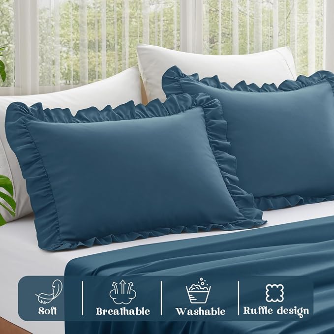 KKJIAF Ruffle Pillow Cases Standard Size Set of 2, Ruffled Pillow Covers - Image 4