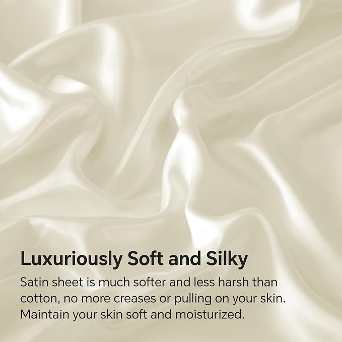 BEDELITE Satin Fitted Sheet and Pillowcases Set, Luxury Soft Similar to Silk - Image 3