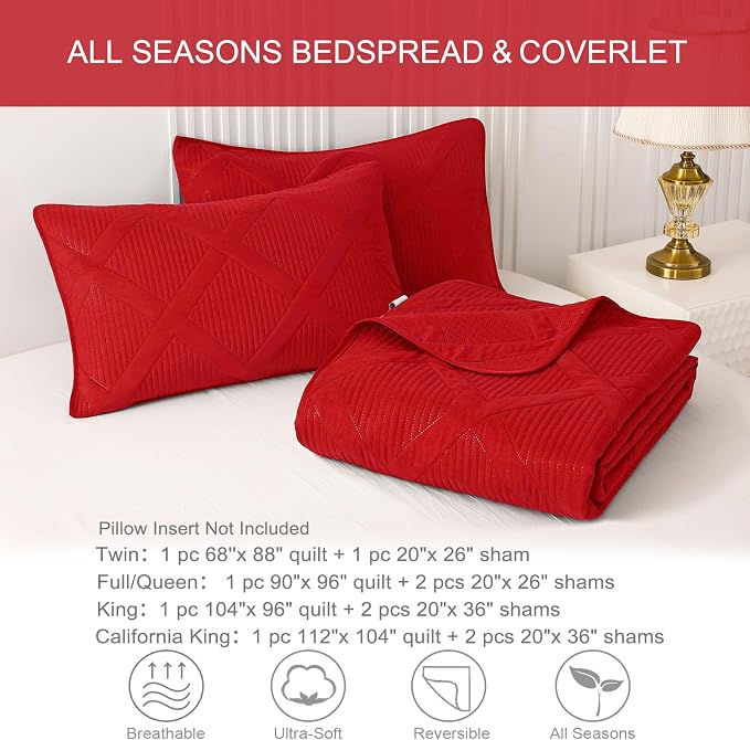 Exclusivo Mezcla Oversized King Quilt Set- Red Cal King Quilts Bedding Set - Image 6