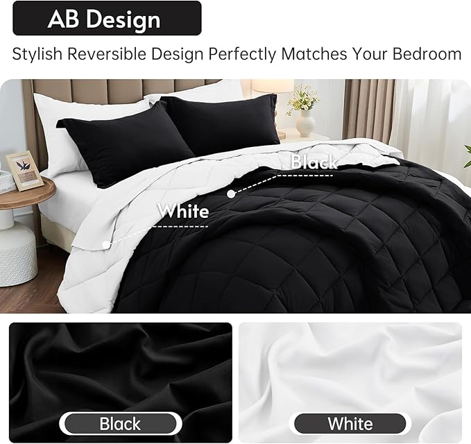 MUXHOMO 7 Pieces Full Comforter Set, Reversible Bed in a Bag Full Size - Image 3