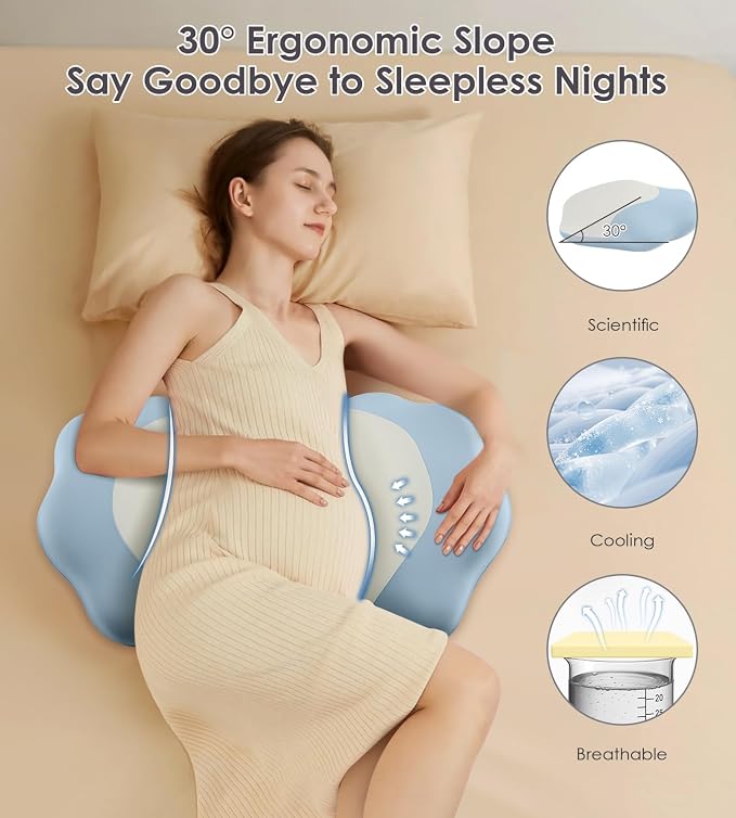 Memory Foam Maternity Pillow for Sleeping, Pregnancy Pillows Support for Back - Image 6