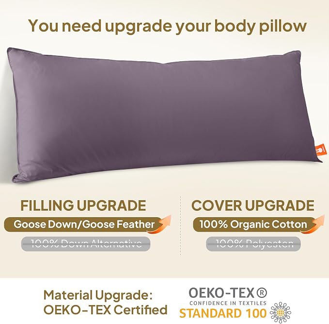 Goose Down Body Pillows for Adults, Large Body Pillow for Side Sleeper - Image 3