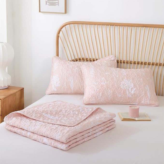 JANZAA Quilt King Size Blush Quilt Botanical - Image 9