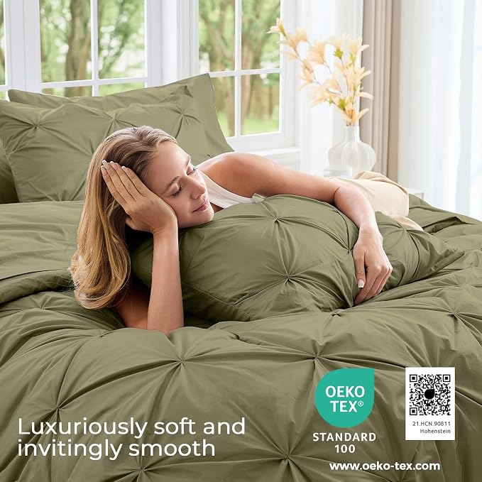 Sasttie Twin XL Comforter Set, 5-Piece Bed in a Bag, Pintuck Bedding Sets - Image 3