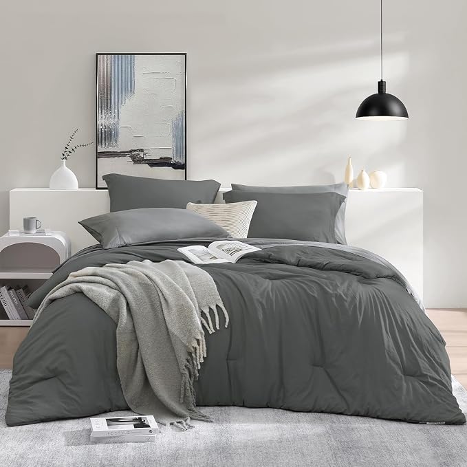 WRENSONGE Twin Comforter Set- 5 Pieces Grey Bed in a Bag, All Season Twin XL by WRENSONGE