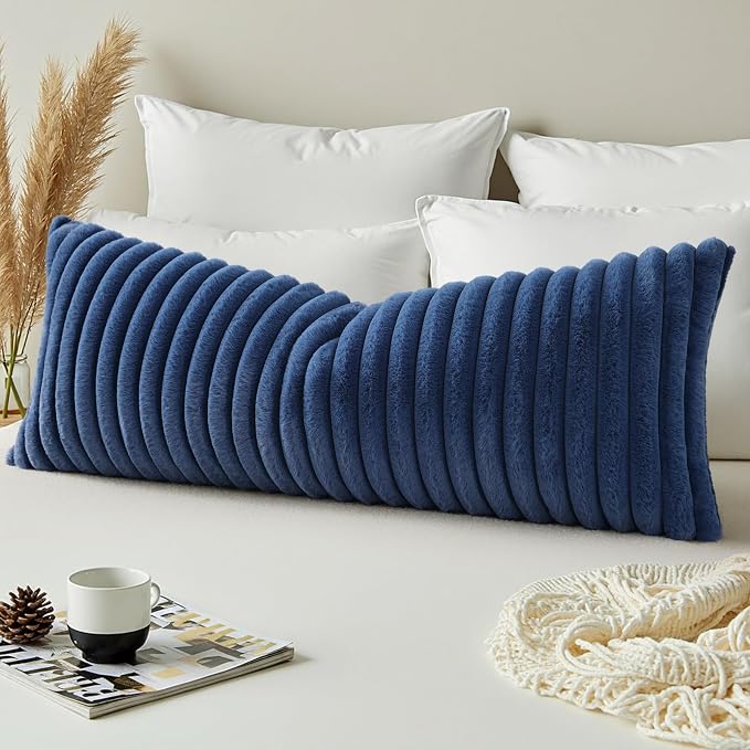 decorUhome Cozy Faux Fur Throw Pillow Covers 14x36 Set of 1 Decorative Soft - Image 4